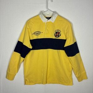 Vintage Polo Ralph Lauren yellow and navy striped long sleeve rugby shirt